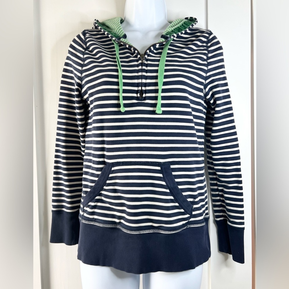 Boden Navy and White Striped Hoodie
